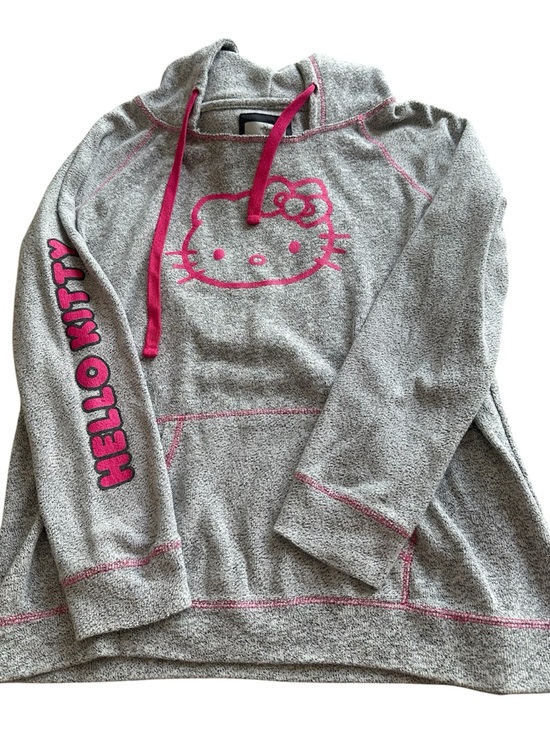 Hello Kitty Tops - Universal Studios Sanrio Hello Kitty Gray Pink Stitch Hoodie 2XL